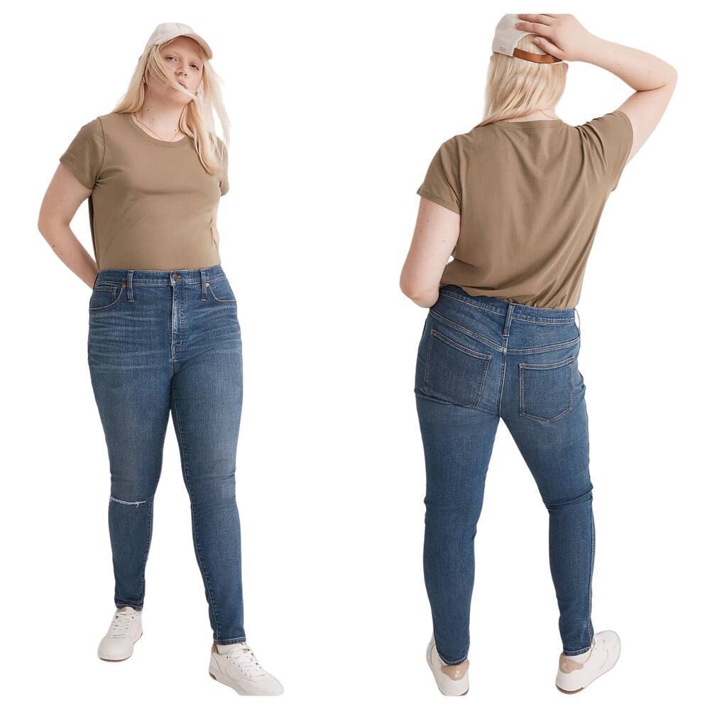 Madewell Jeans 10" High Rise Skinny Knee Rip Distressed Denim Foregate Blue 31